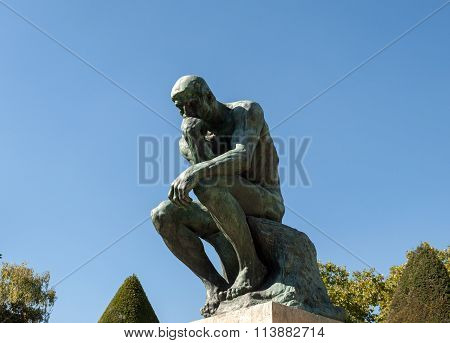 PARIS, FRANCE - SEPTEMBER 11, 2014:The Thinker in Rodin Museum in Paris