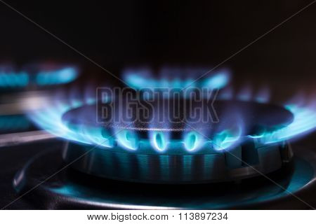 Gas Burner Flame At Gas Stove