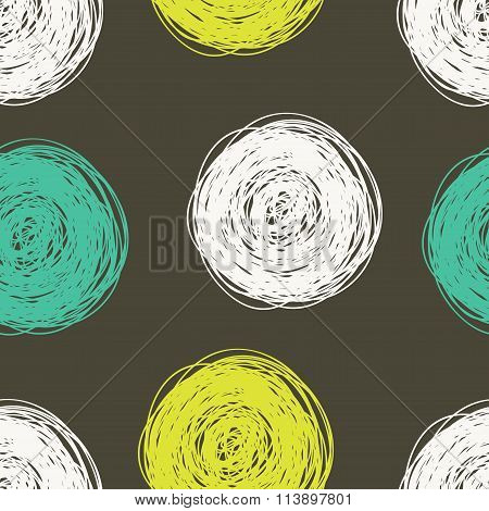 Seamless pattern with scribbles circles.