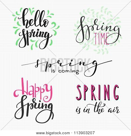 Hello Spring Lettering Typography