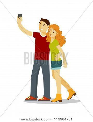 Selfie concept with people in flat style