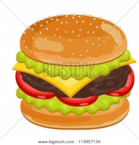 Burger on white background.