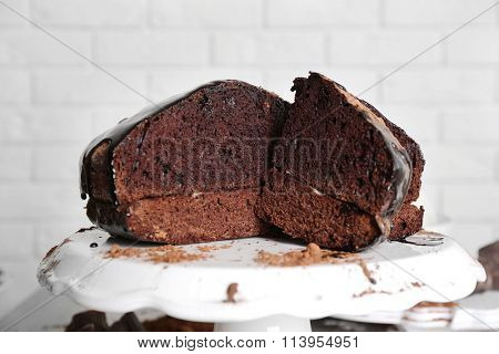 Home made chocolate pie on plate