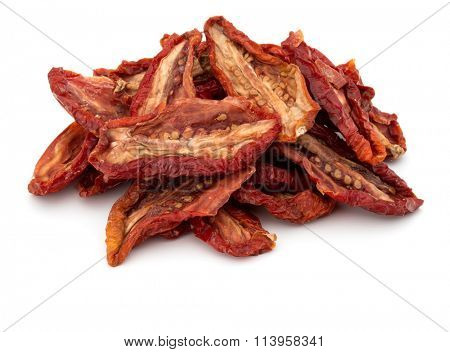 Dried tomatoes isolated on white background cutout
