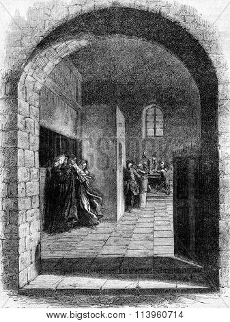 John Shepherd Sheppard escaped from Newgate Prison, vintage engraved illustration. Magasin Pittoresque 1870.