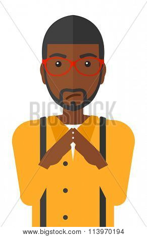 Envious man in glasses.