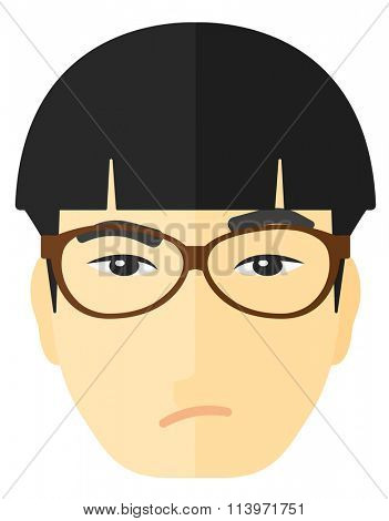 Envious man in glasses.