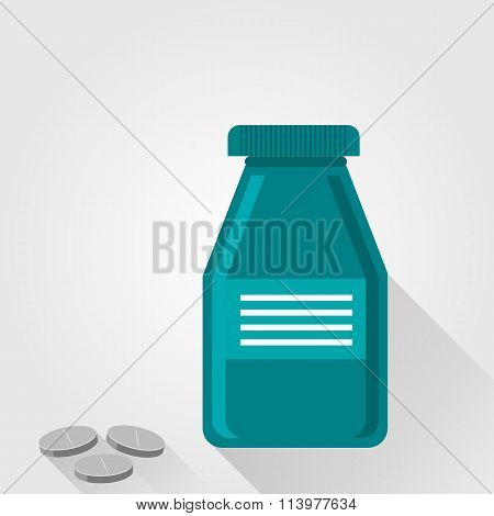Pill bottle and round pills