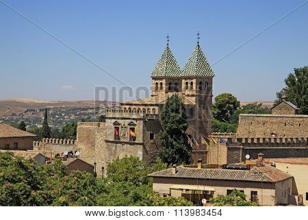 Toledo, Spain - August 24, 2012: Aerial View Of Toledo. The Puerta De Bisagra Nueva (the New Bisagra