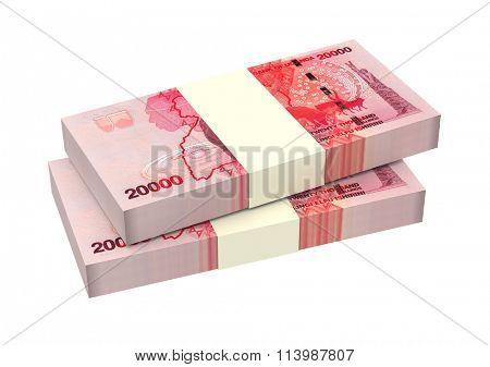 Ugandan shillings bills isolated on white background. Computer generated 3D photo rendering.