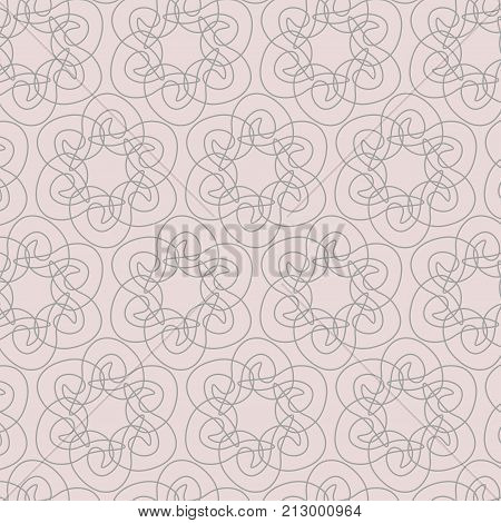 Geometric contour pattern on pink background. Hand drawn organic abstract background.