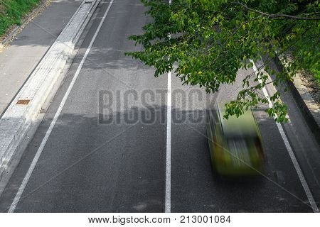 Motion blur of cars in aerial view over the road. (Speed limits - Infractions - Speed Camera)