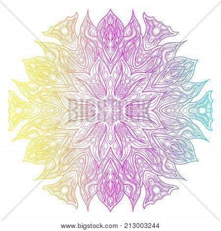 Ethnic colorful floral mandala. Vintage decorative elements. Decor for your designlace ornament. Oriental pattern vector illustration. Islam arabic indianturkish pakistan chinese ottoman motif