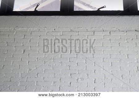 White brick wall in minimal room stock photo