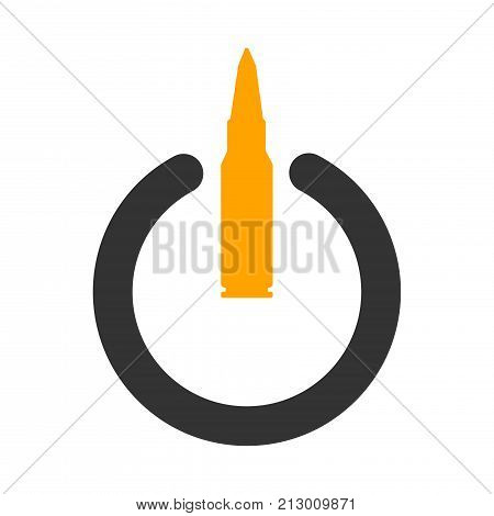 Shutdown symbol sign a bullet in Power off icon for anti conflict concept Vector Iconic Design.