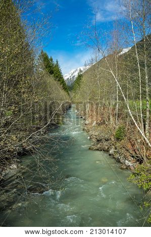 Panoramic view of Alps the highest and most extensive mountain range system that lies entirely in Europe