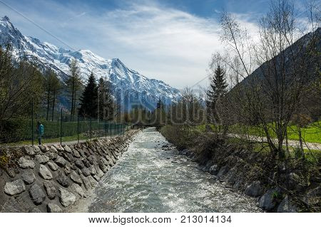 Panoramic view of Alps the highest and most extensive mountain range system that lies entirely in Europe