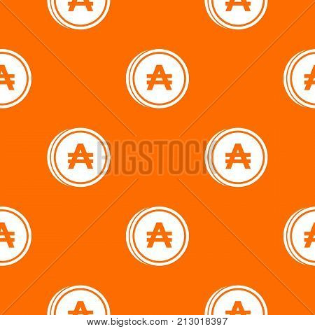 Coin austral pattern repeat seamless in orange color for any design. Vector geometric illustration