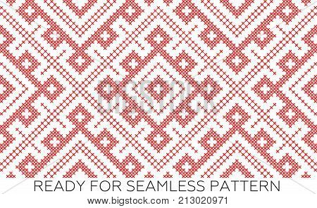 traditional Russian and slavic ornament embroidered cross-stitch