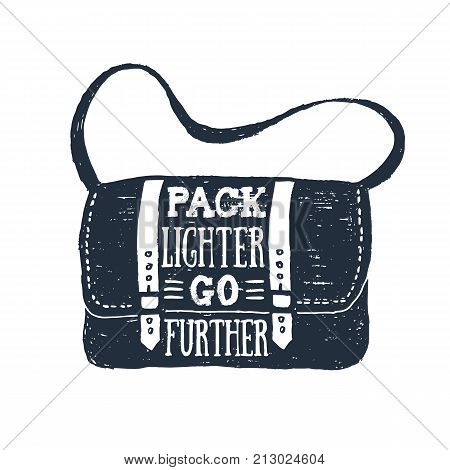 Hand drawn messenger bag textured vector illustration and 