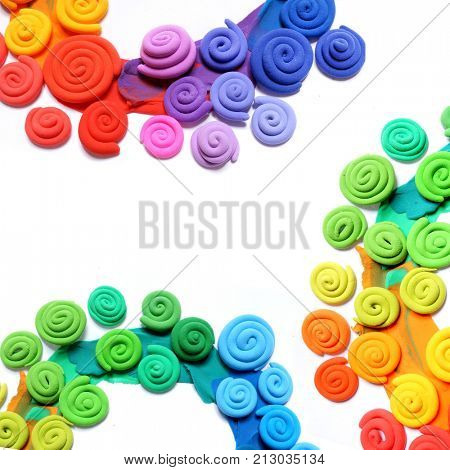 Color plasticine. Creative. Color plasticine on a white background
