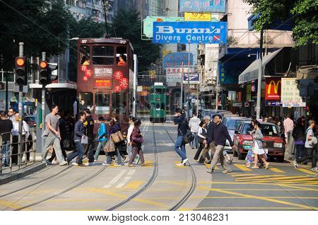 TEMPLE STREET, HONG KONG - MARCH 25, 2012 - Birdseye view of Temple Street night market, Hong Kong