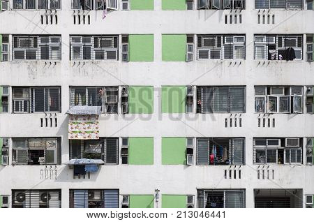 SHATIN, HONG KONG - MAY 3, 2012 - High density public housing on the Lek Yuen Estate, Sha Tin, Hong Kong