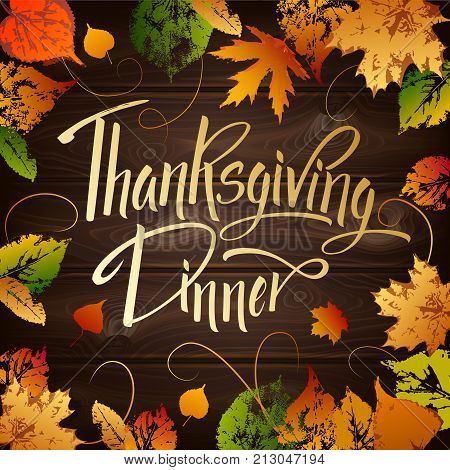 Thankgiving Dinner Greeting Card. Lettering Thankgiving Dinner