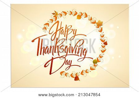 Happy Thankgiving Day Greeting Card. Lettering Happy Thankgiving Day