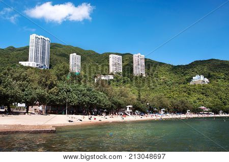 DEEPWATER BAY, HONG KONG - JUNE 2, 2013 - Deep Water Bay beach during summer, Hong Kong
