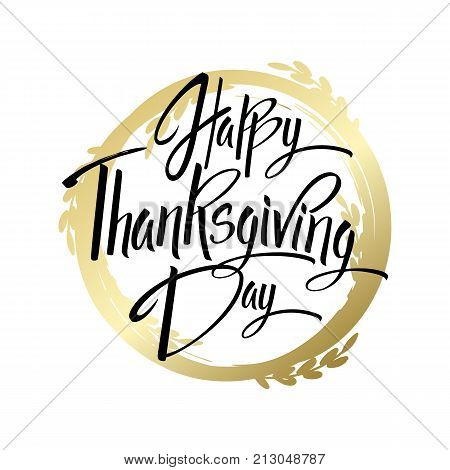 Happy Thankgiving Day Greeting Card. Lettering Happy Thankgiving Day