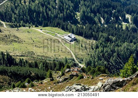 Mountains valley and peaks landscape natural environment. Hiking in the alps. Tirol Austria Europe