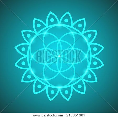 Vector Flower of Life Sacred Geometry in Lotus Flower Illustration