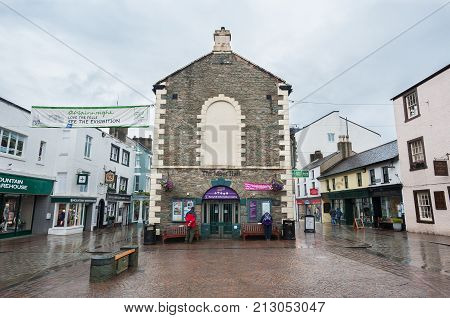 KESWICK, CUMBRIA, UK - JUNE 14, 2016 - Rear view of The Moot Hall in Keswick town centre, Cumbria, UK