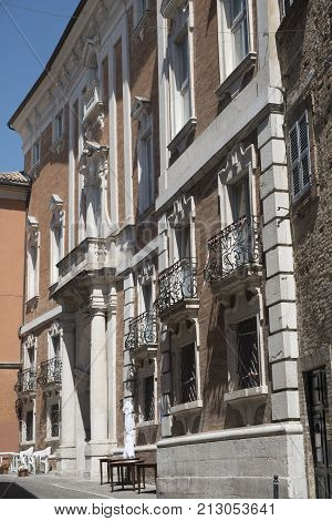 Recanati (Macerata Marches Italy): typical buildings of the historic town