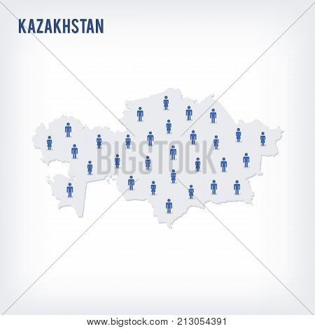 Vector People Map Of Kazakhstan . The Concept Of Population.