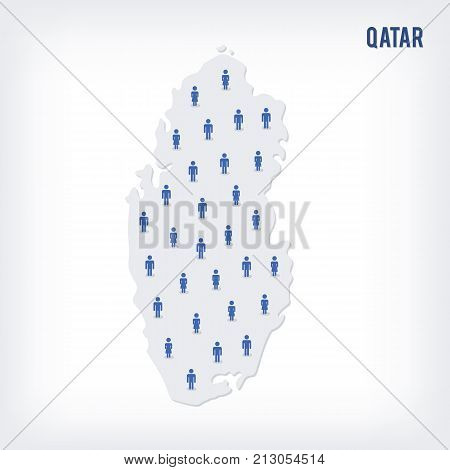 Vector People Map Of Qatar . The Concept Of Population.