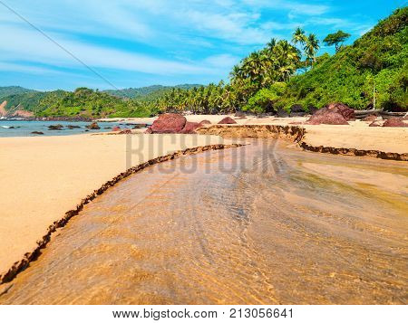 Photo perfectly beautiful beach Palolem in Goa in India