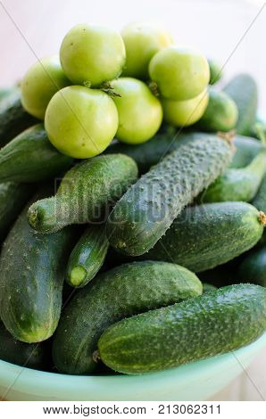 Still Life Of Cucumbers And Other Vegetables