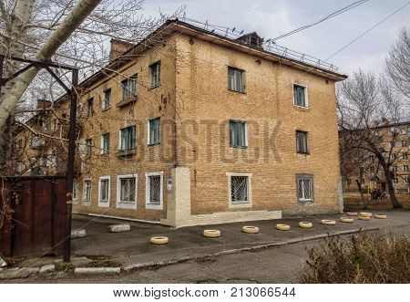 Very old residential building on one of the streets of the old town. Old neighborhood