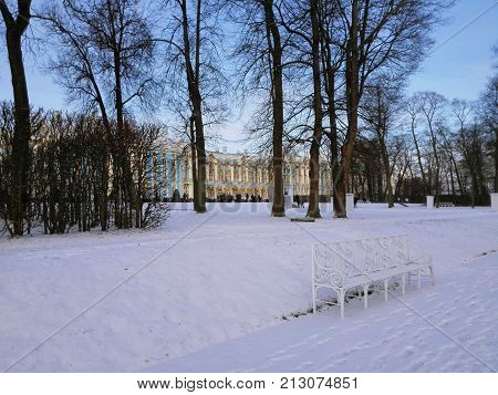 The Catherine Palace. Rococo palace located in the town of Tsarskoye Selo (Pushkin), 30 km south of St. Petersburg, Russia. Summer residence of the Russian tsars.