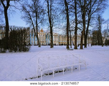 The Catherine Palace. Rococo palace located in the town of Tsarskoye Selo (Pushkin), 30 km south of St. Petersburg, Russia. Summer residence of the Russian tsars.
