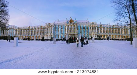 The Catherine Palace. Rococo palace located in the town of Tsarskoye Selo (Pushkin), 30 km south of St. Petersburg, Russia. Summer residence of the Russian tsars.