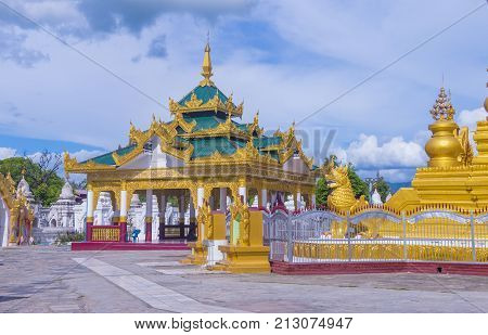 MANDALAY MYANMAR - SEP 02 : Sandamuni Pagoda in Mandalay Myanmar on September 02 2017 Sandamuni Pagoda is a Buddhist stupa located southwest of Mandalay Hill