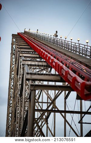 ALLENTOWN, PA - OCTOBER 22: View of Roller Coasters at Dorney Park in Allentown, Pennsylvania