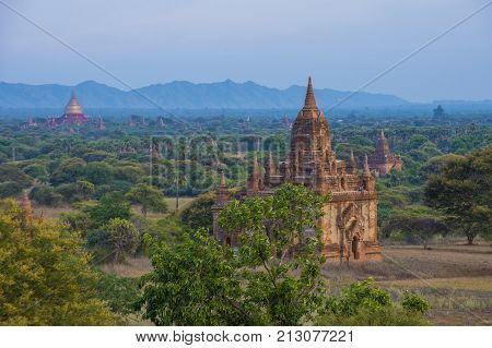 BAGAN MYANMAR - SEP 04 2017: The Temples of bagan in Myanmar on September 04 2017 The ruins of Bagan has 2200 temples and pagodas