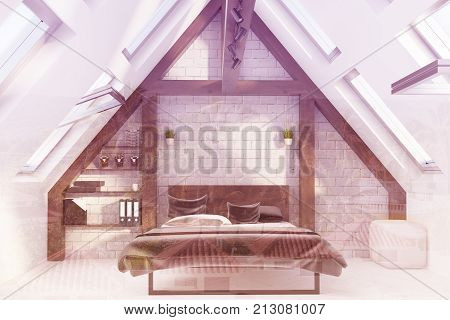 Attic Bedroom Interior Toned