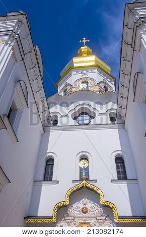 KIEV UKRAINE - JUNE 05 : The Pechersk Lavra monastery in Kiev Ukraine on June 05 2017 The Pechersk Lavra is unesco world heritage site since 1990