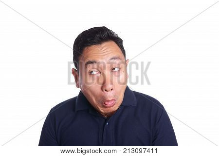 Asian Man Chocked With Tongue Out