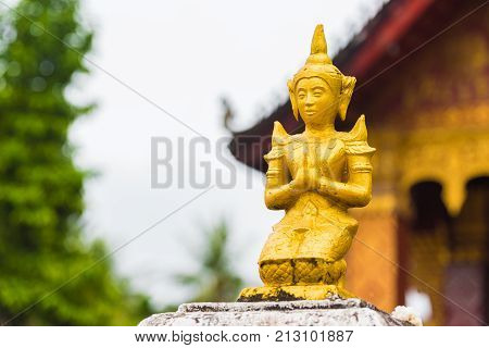 Statue Of A Buddhist Godt, Louangphabang, Laos. Close-up.